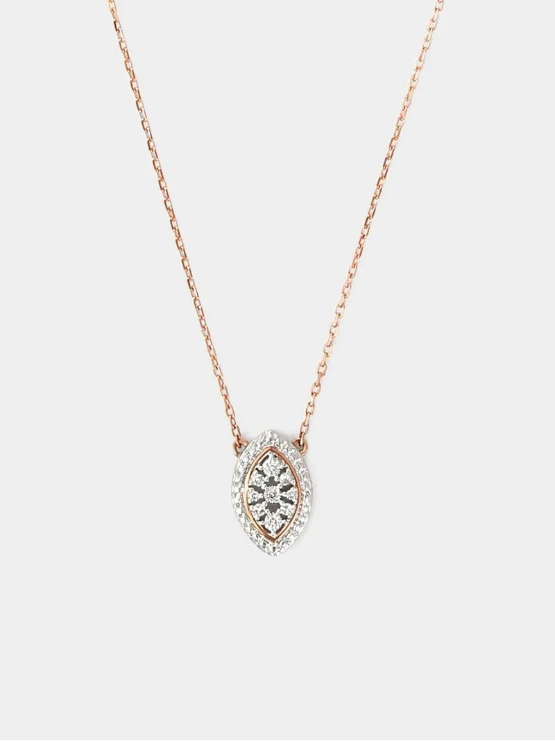 Rose Gold 0.04ct Diamond Starlight Marquise Halo Pendant