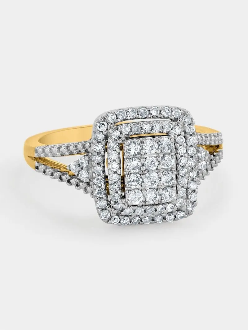 Yellow Gold 0.50ct Diamond Women’s Radiant Rectangle Ring