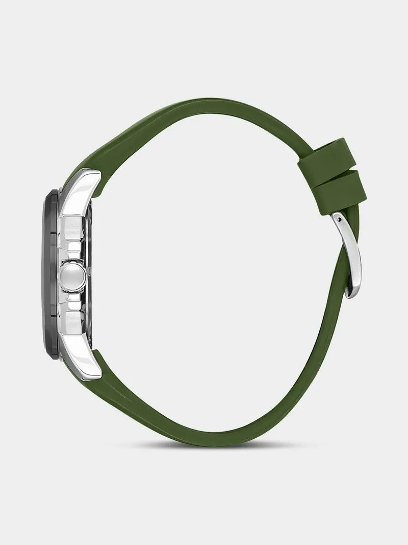 Daniel Klein Silver & Grey Plated Green Silicone Watch