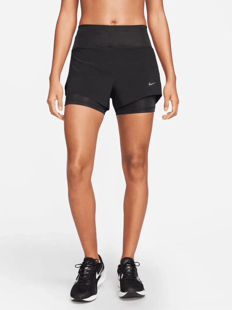 Womens Nike Dri-FIT Swift Mid-Rise 2-in-1 Black Running Shorts