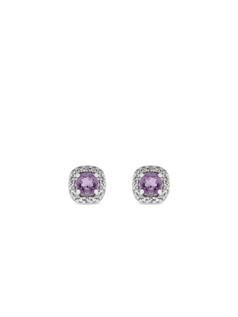 Sterling Silver Cubic Zirconia Women's February Birthstone Stud Earrings