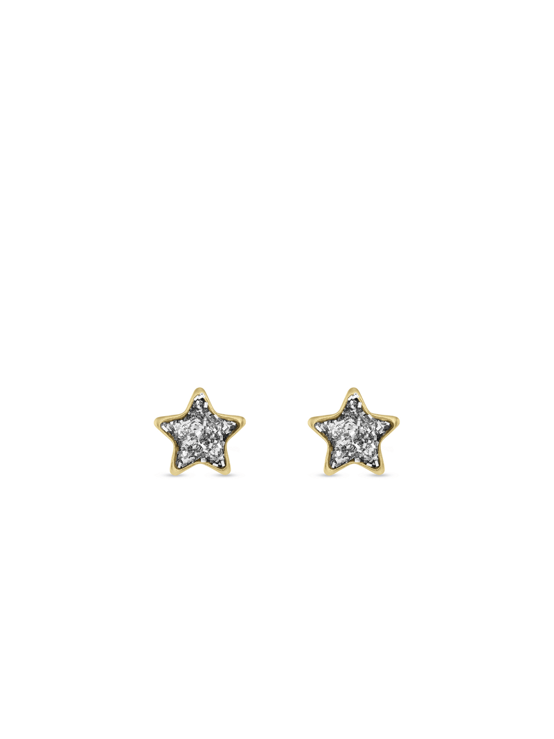 Gold-Toned Stainless Steel & Crystal Star Stud Earrings