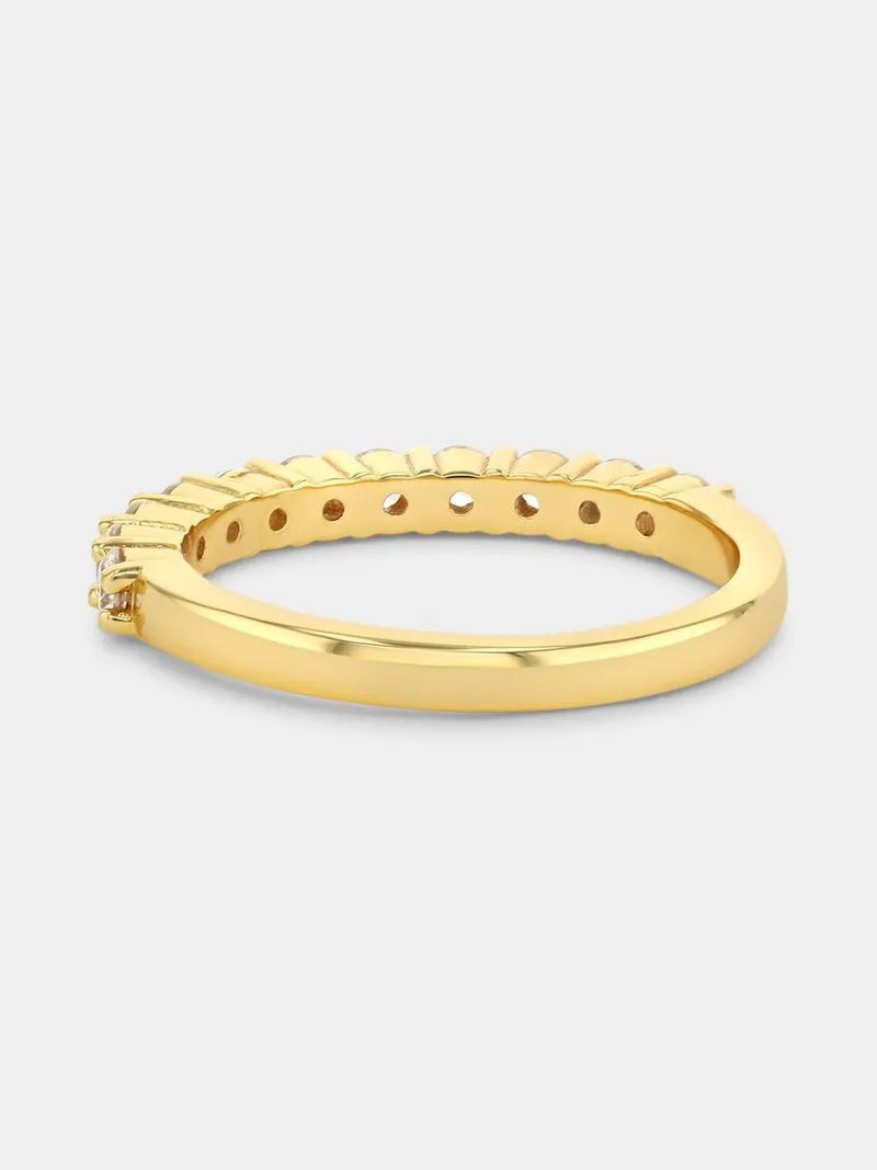 Gold Plated Sterling Silver Cubic Zirconia Half Eternity Ring