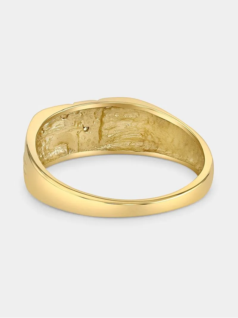 Yellow Gold Diamond Vertical Rectangle Ring