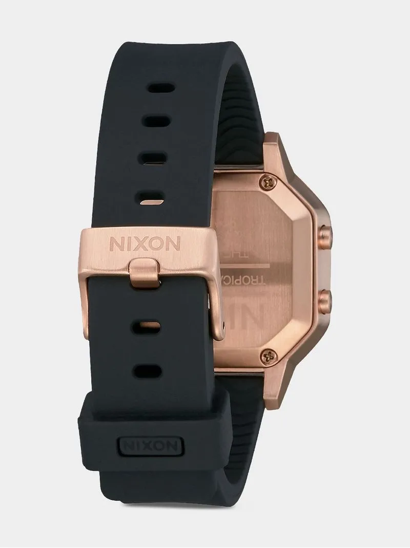 Nixon Women's Siren Stainless Steel Rose Gold Plated & Black Silicone Digital Watch