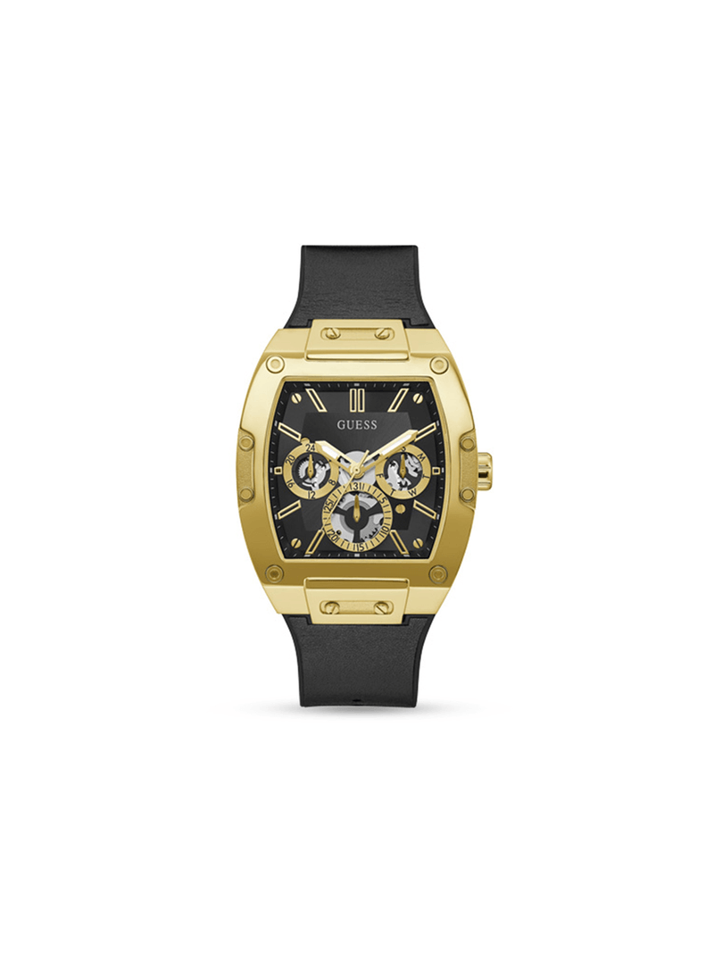 Guess Men's Phoenix Gold Toned Multi Dial Silicone Watch