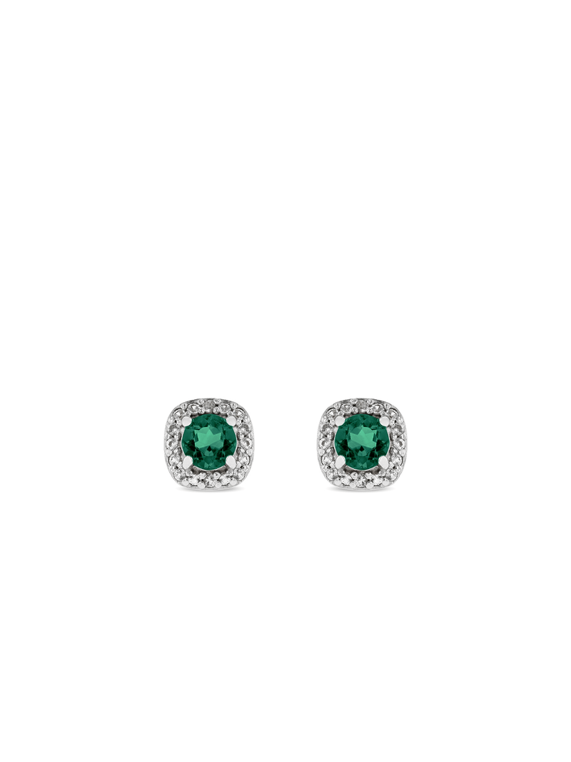 Sterling Silver Cubic Zirconia Women's May Birthstone Stud Earrings