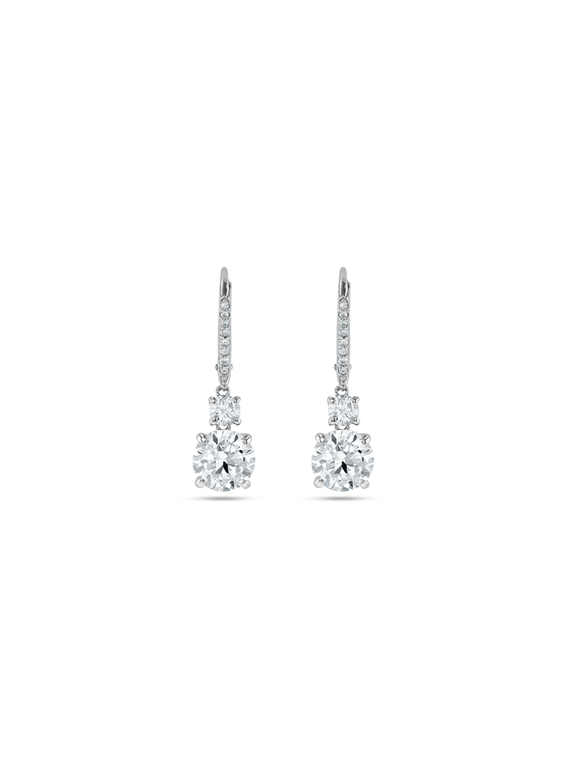 Cheté Sterling Silver Cubic Zirconia Women’s Vintage-Style Double Drop Earrings
