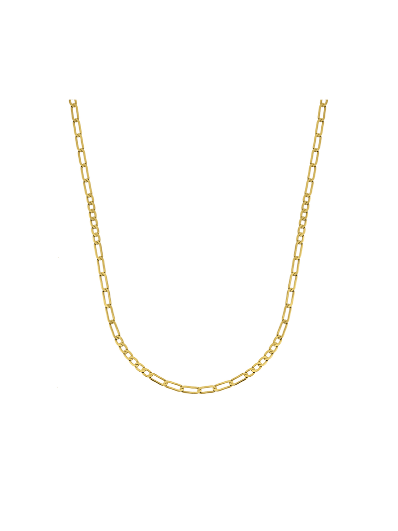 Sterling Silver & Yellow Gold, Classic +- 50cm long 6x6 link Figaro Chain