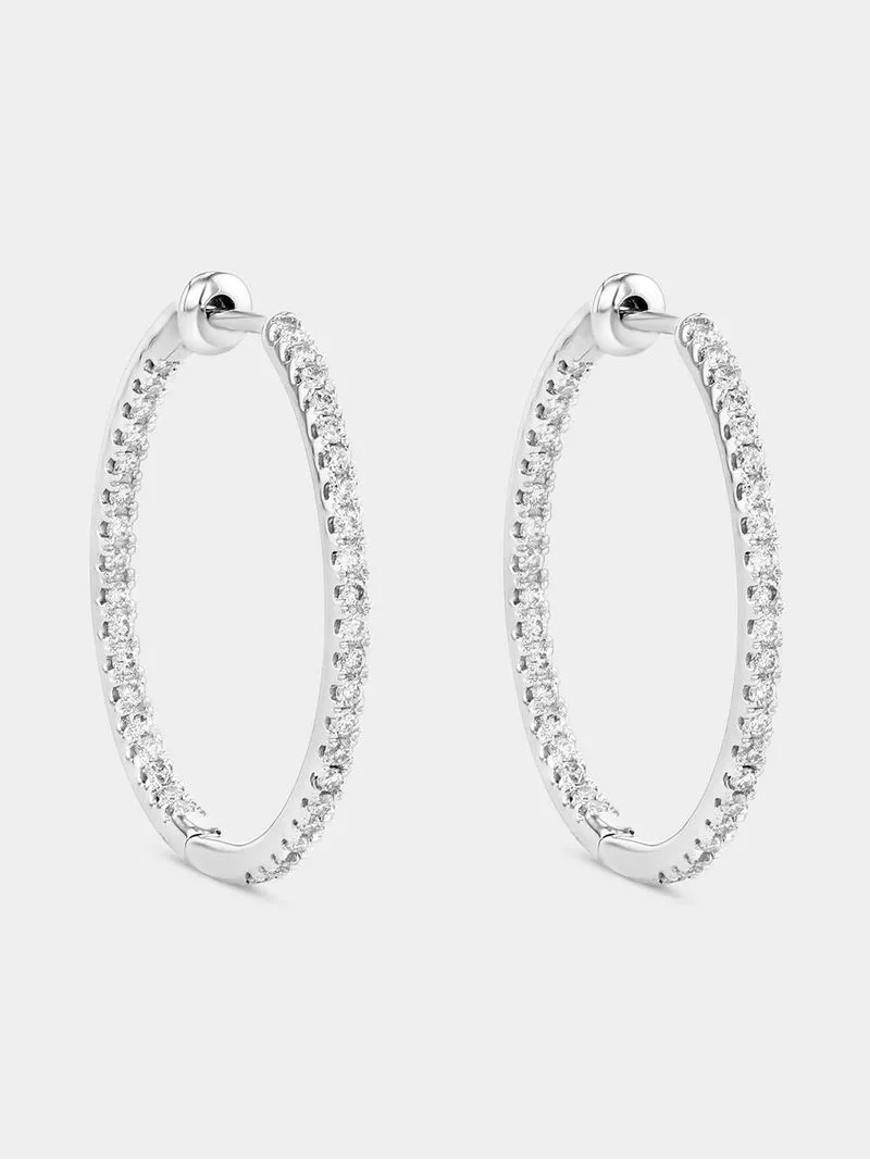 White Gold 0.45ct Lab Grown Diamond Women’s Double Sided Hoop Earrings