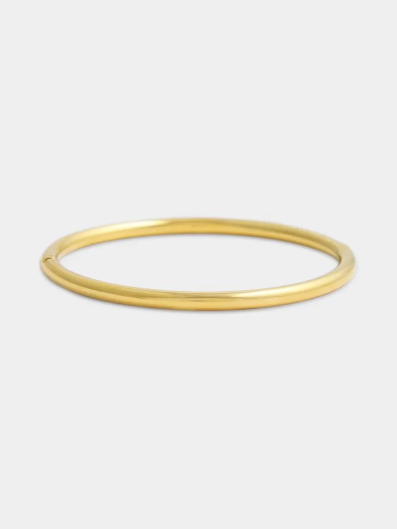Stainless Steel 18ct Gold Plated Waterproof Hinged Bangle