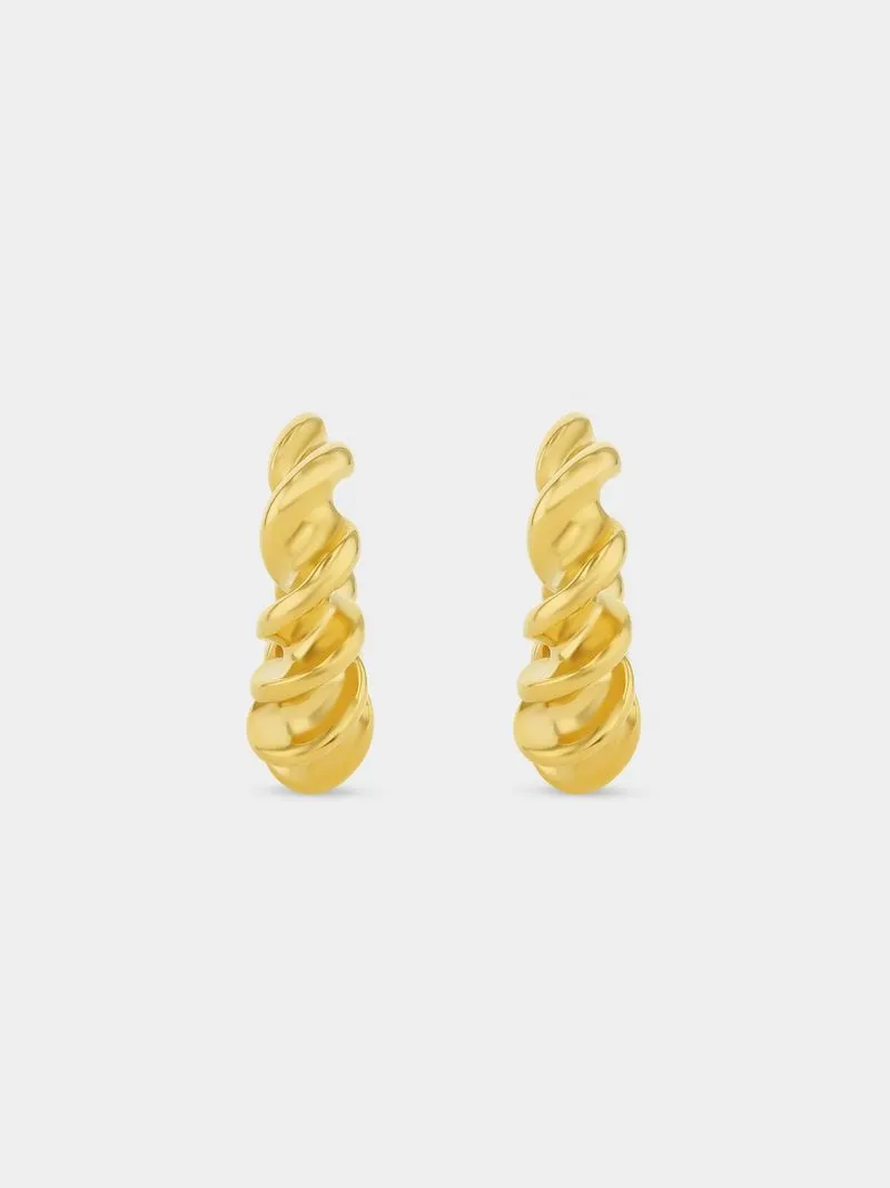 Tempo Jewellery Gold Plated Stainless Steel Twisted Hoop Earrings