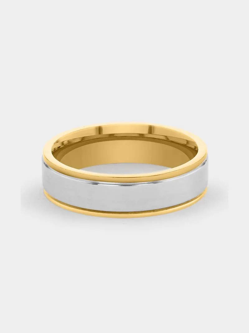 Stainless Steel Gold Plated Cubic Zirconia Men’s Cluster Edge Ring
