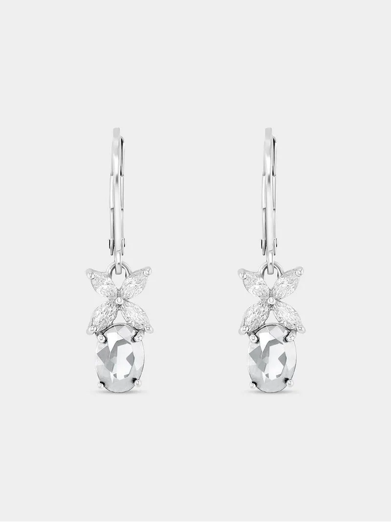 Cheté Sterling Silver Cubic Zirconia Women’s Oval Butterfly Drop Earrings