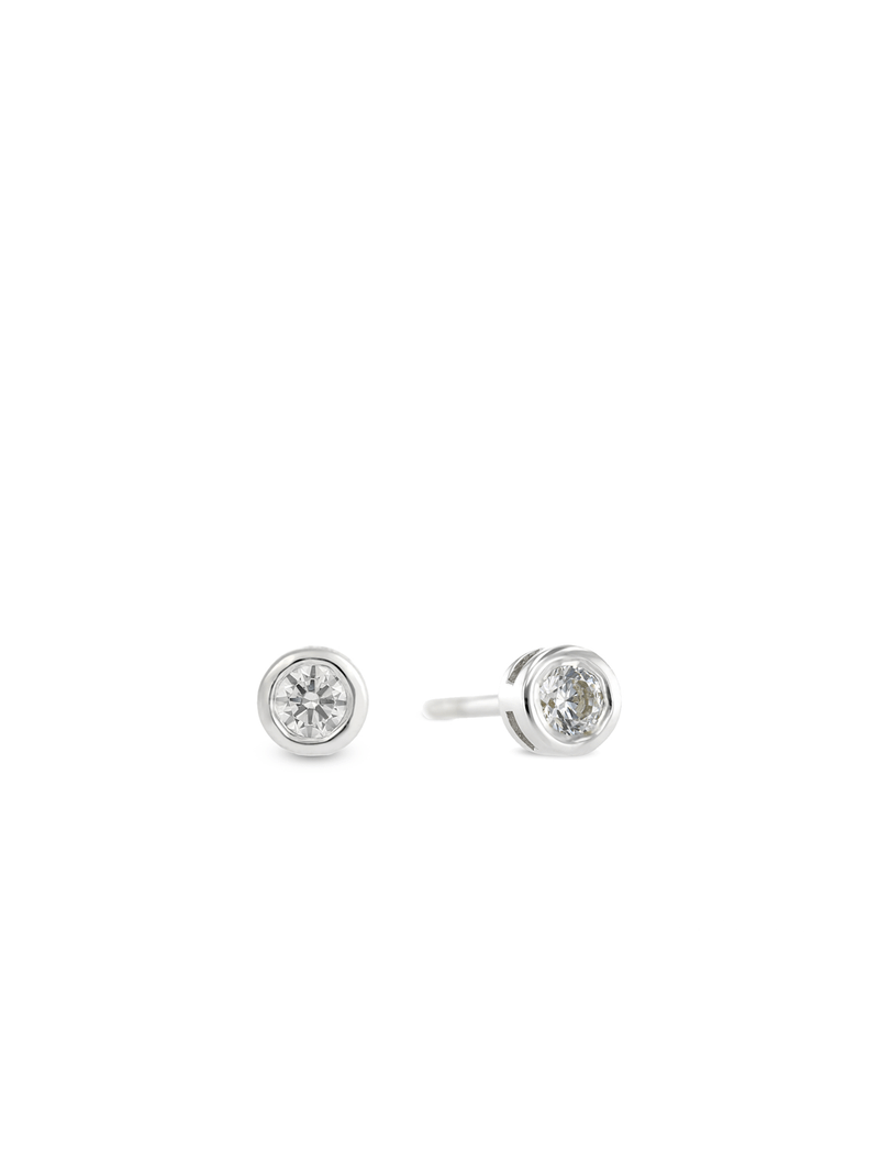 9ct White Gold 0.20ct Diamonds Tube-Set Diamond Stud Earrings