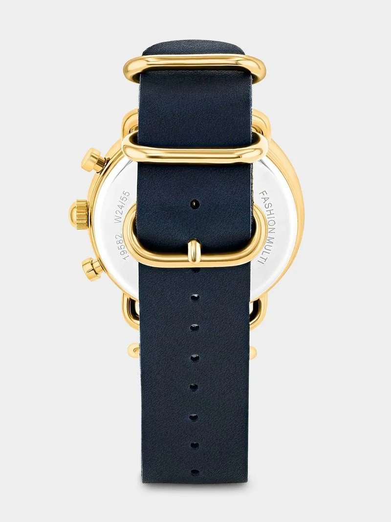 Tempo Premium Gold Plated Blue Dial Blue Leather Watch