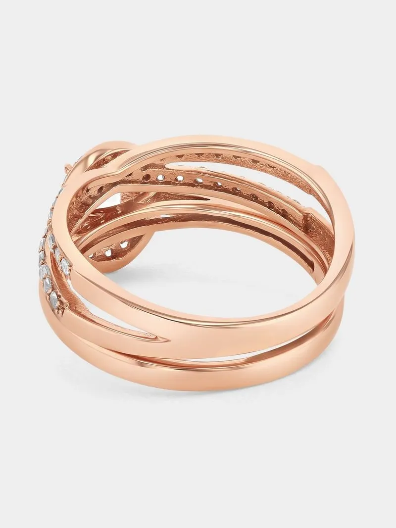 Rose Gold Diamond & Pink Morganite Oval Halo Twinset Ring