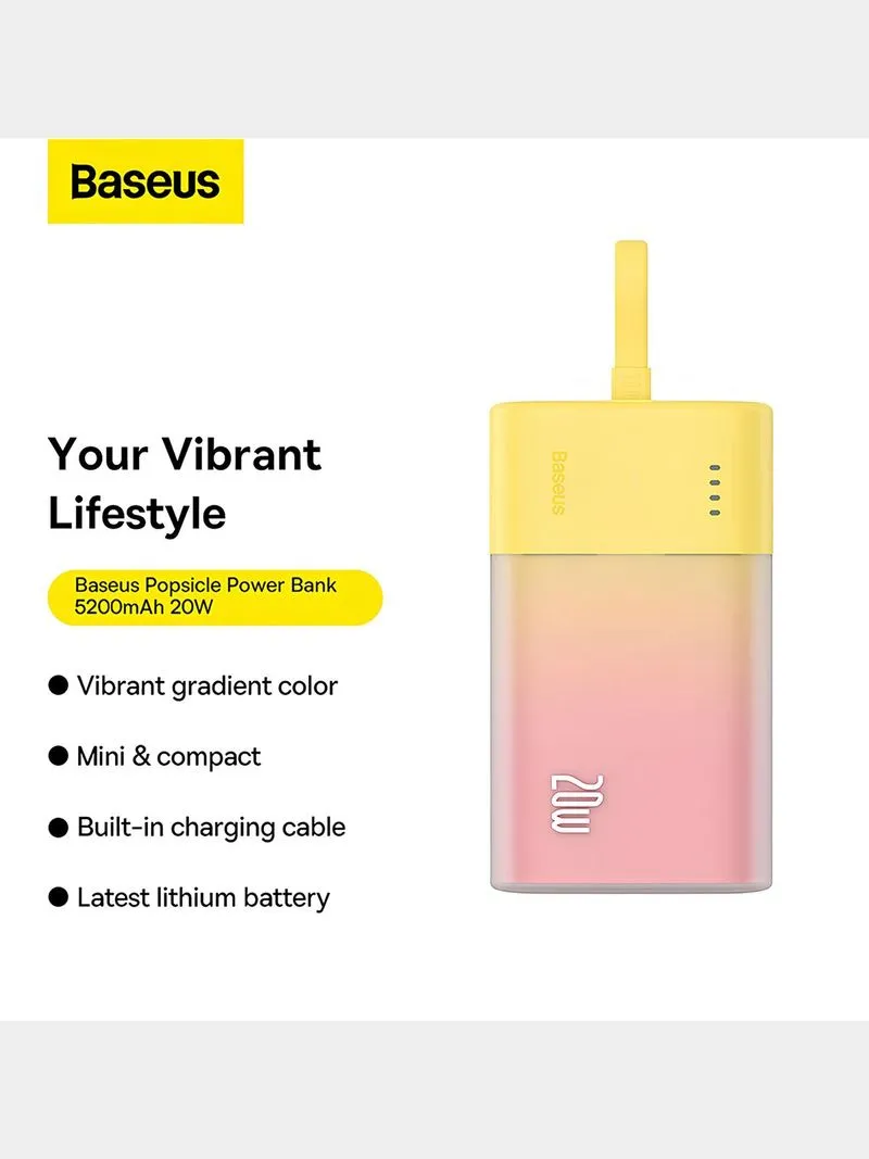 Baseus Popsicle Series Type-C 20W Fast Charging Power Bank 5200mAh