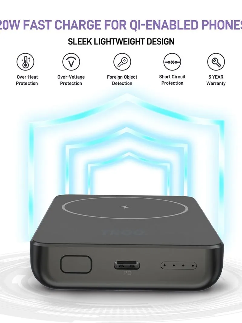 TROO Certified 10000mAh 20W Fast Charge Wireless MagSafe Powerbank Stand