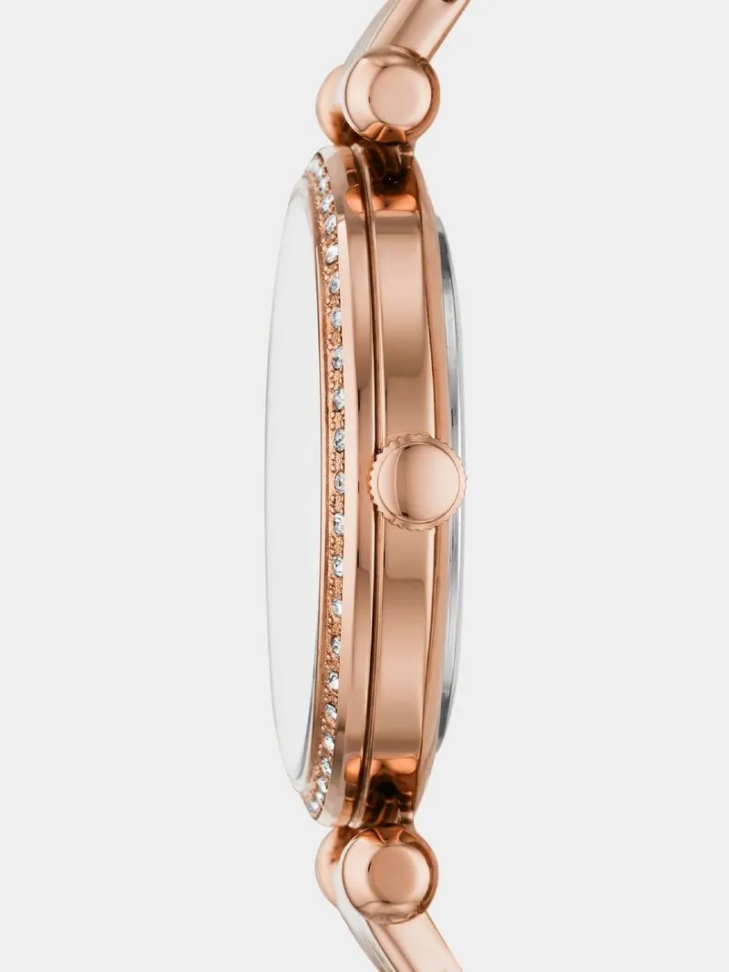 Fossil Tillie Silver Dial Rose Plated Stainless Steel Bracelet Watch
