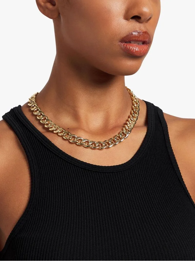 Stainless Steel 18ct Gold Plated Waterproof 12mm Curb Chain
