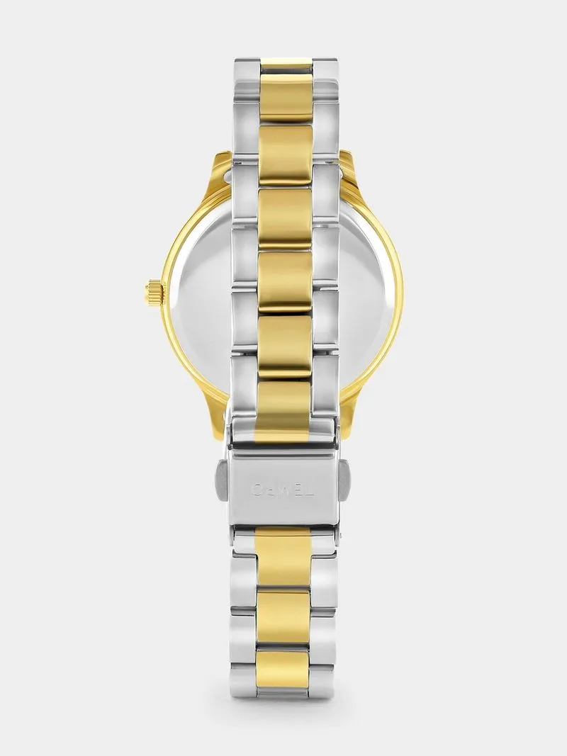Tempo Gold Plated Silver Tone Dial Two-Tone Bracelet Watch