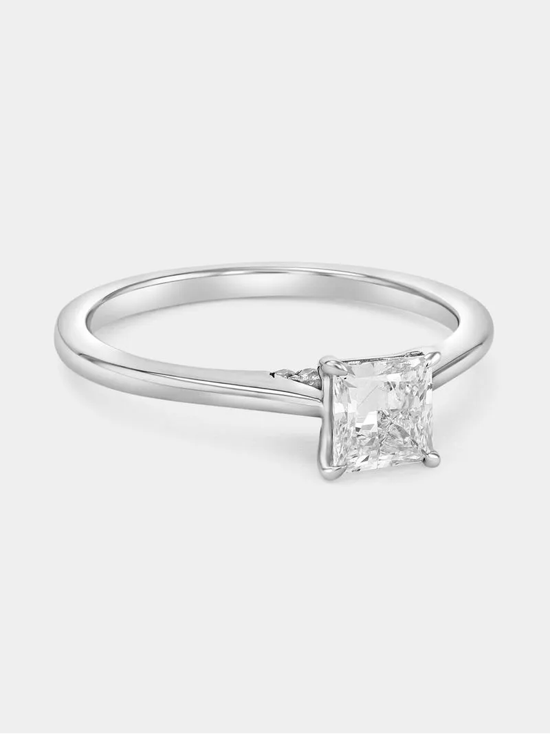 White Gold 0.7ct Lab Grown Diamond Solitaire Princess Ring