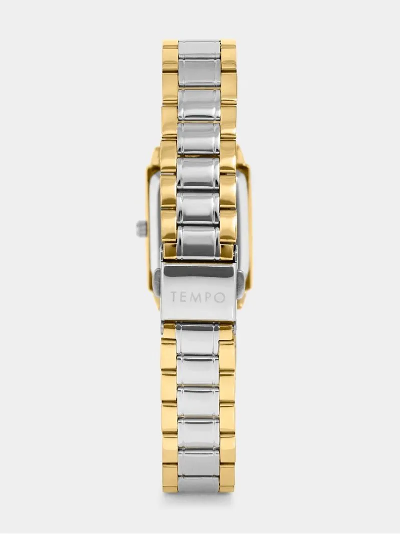 Tempo Women’s Gold & Silver Plated Rectangle Bracelet Watch
