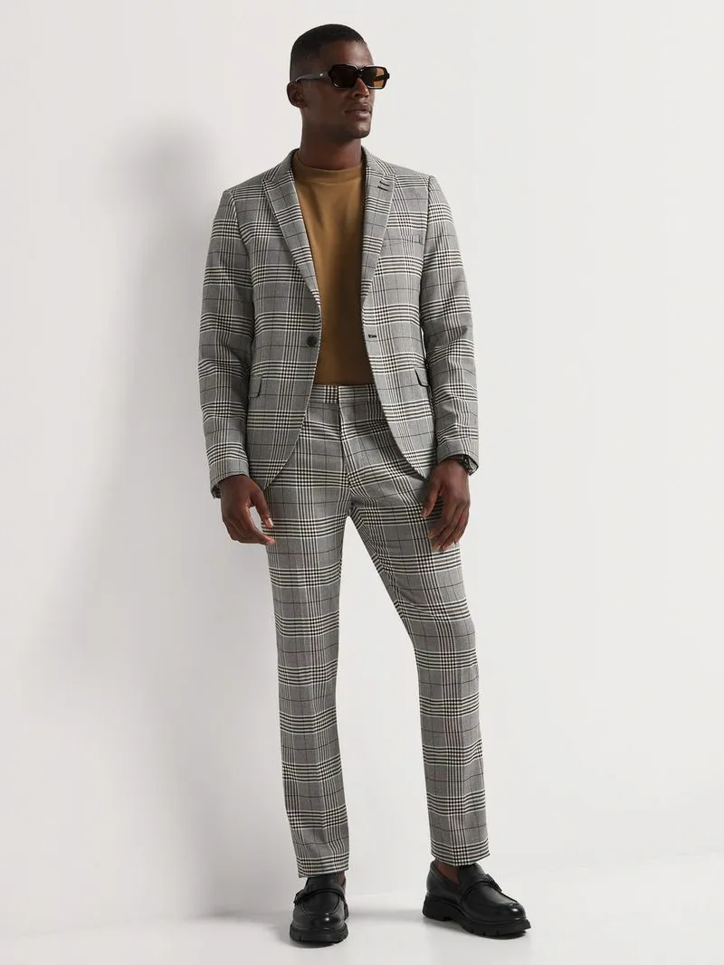 Men's Markham Check Natural Skinny Suit Jacket