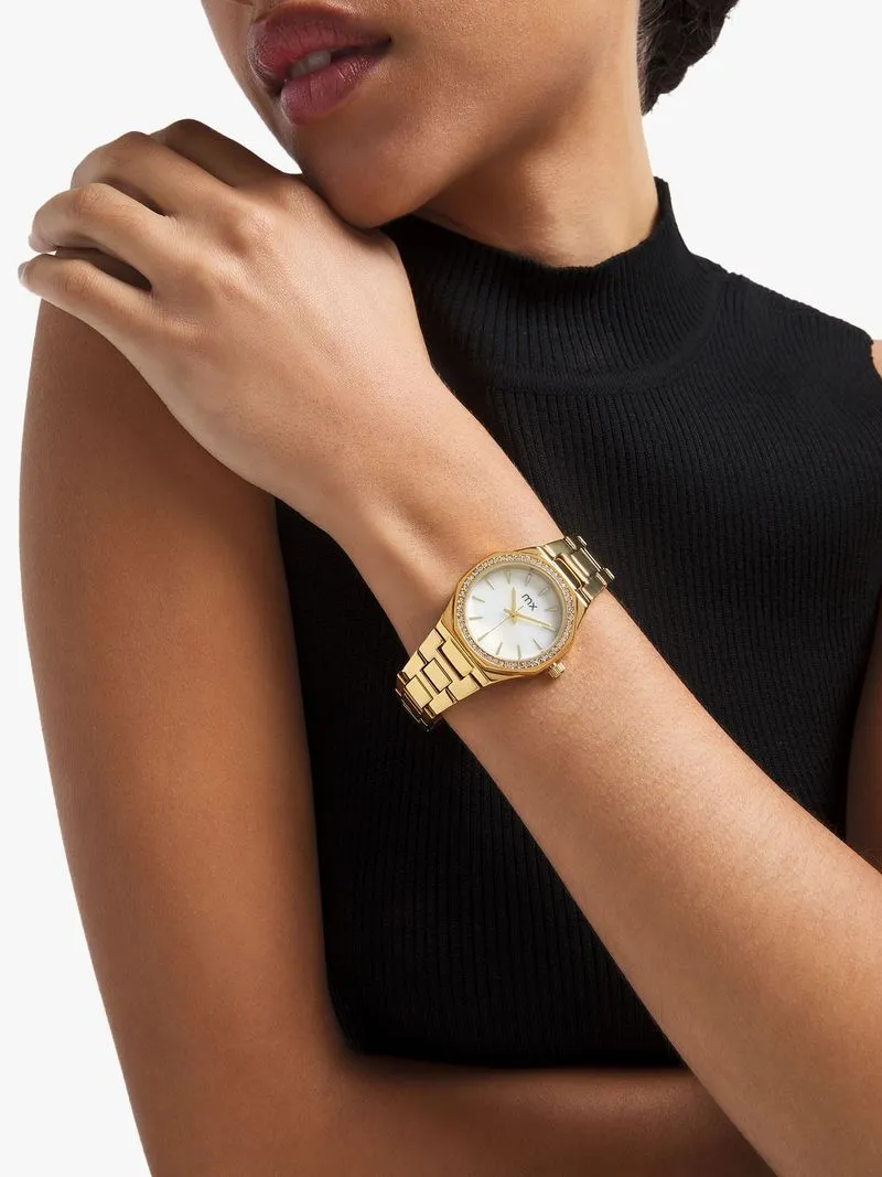 MX Women’s Gold Plated Mother Of Pearl Dial Bracelet Watch