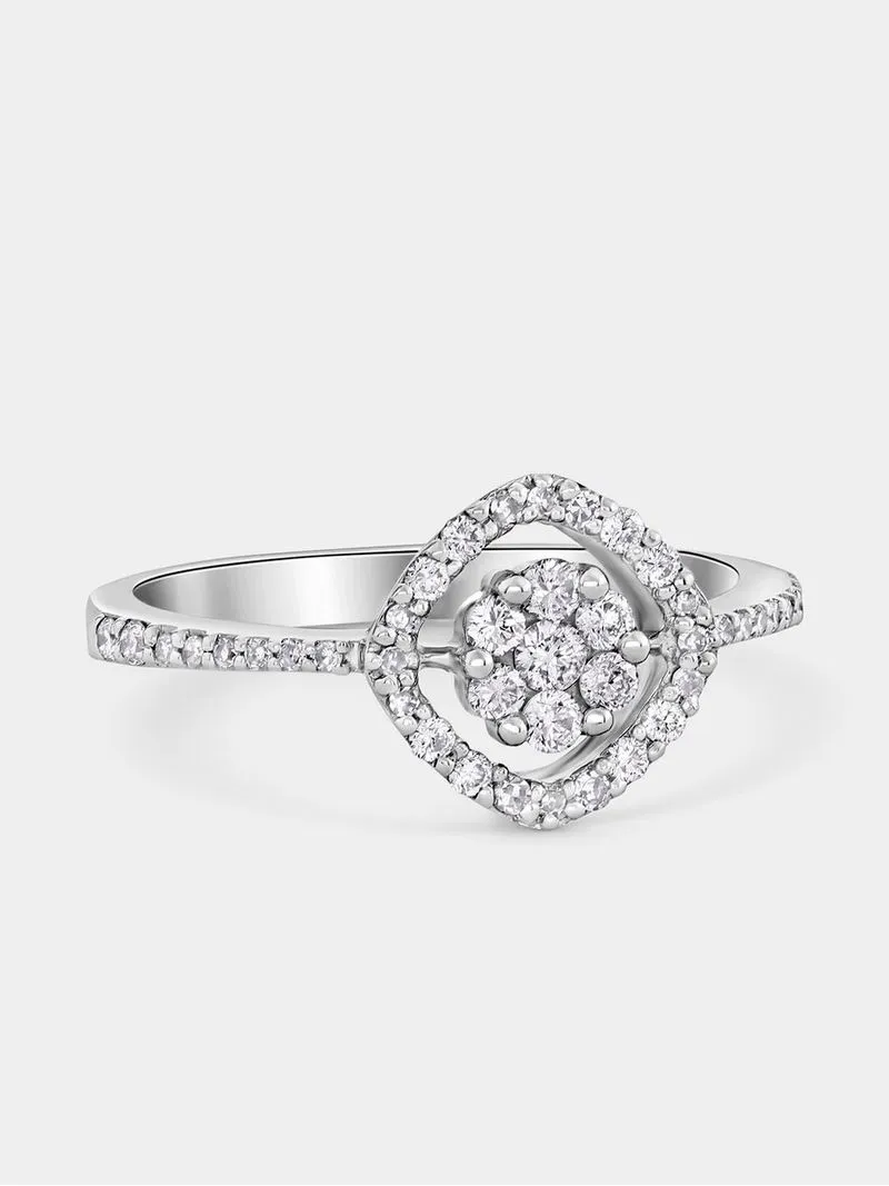 White Gold 0.36ct Diamond Women’s Round Cluster Halo Ring