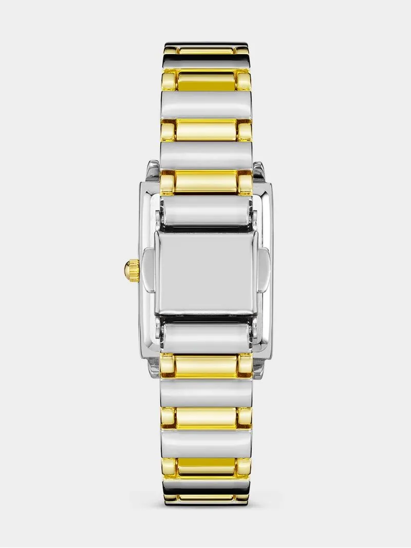 Anne Klein Gold & Silver Plated Rectangular Bracelet Watch
