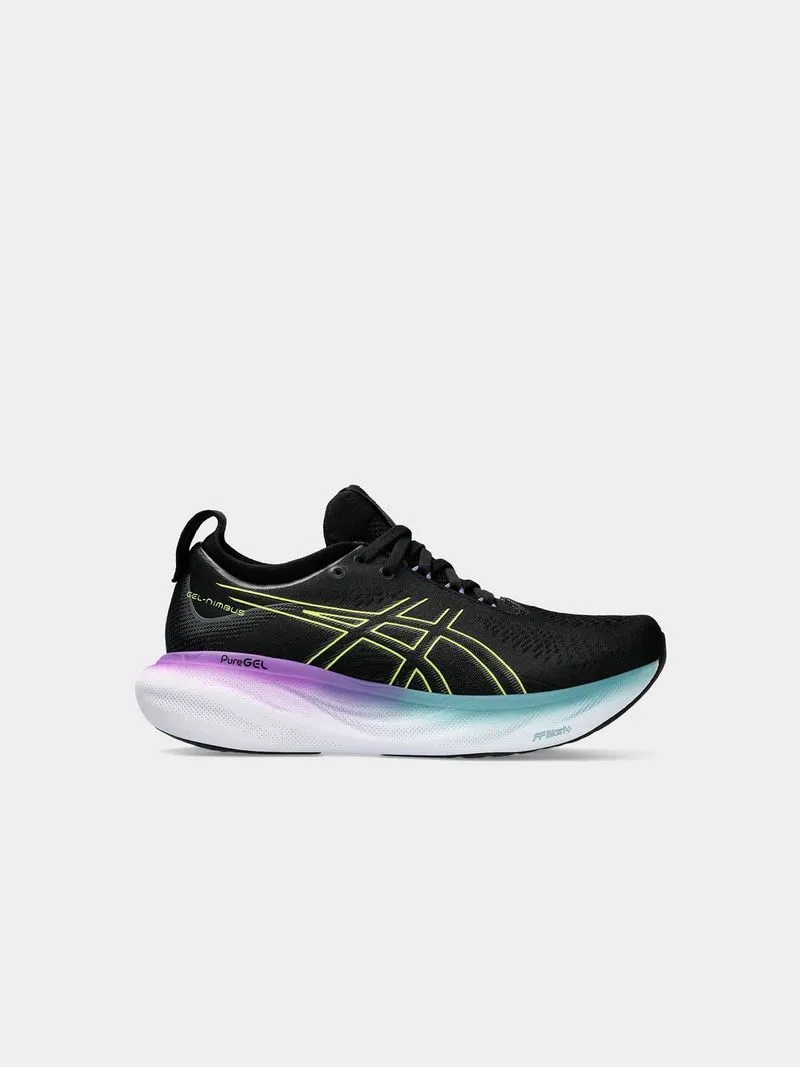 Women's Asics Gel-Nimbus 25 Black/Gold Yellow Running Shoes