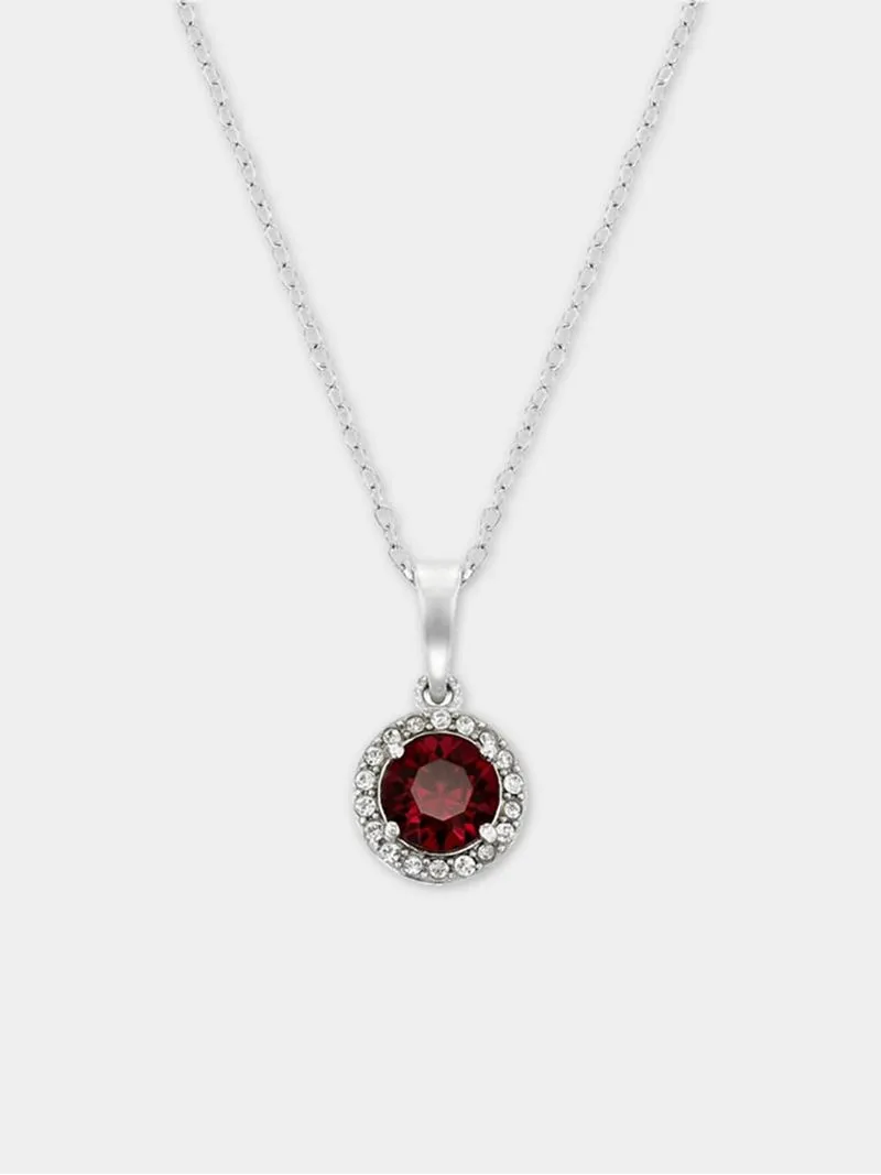Sterling Silver Crystal Women's July Birthstone Pendant Necklace