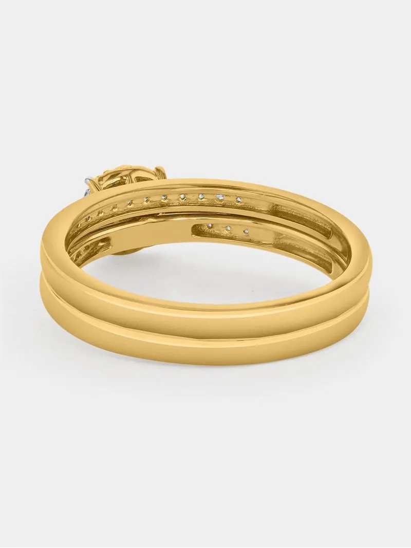 Yellow Gold 0.10ct Diamond Round Illusion Twinset Ring