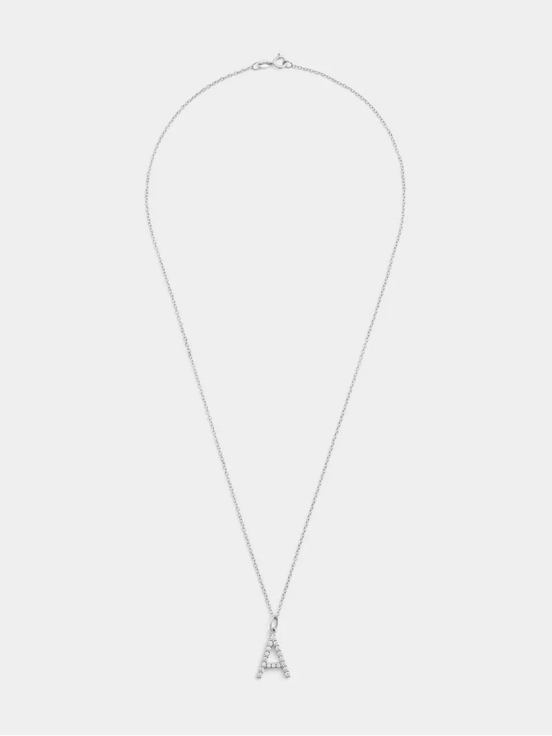 Cheté Sterling Silver Cubic Zirconia “A” Initial Pendant