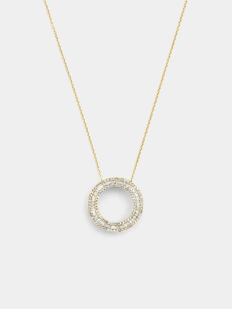 Yellow Gold 0.50ct Diamond Women’s Channel Circle Pendant