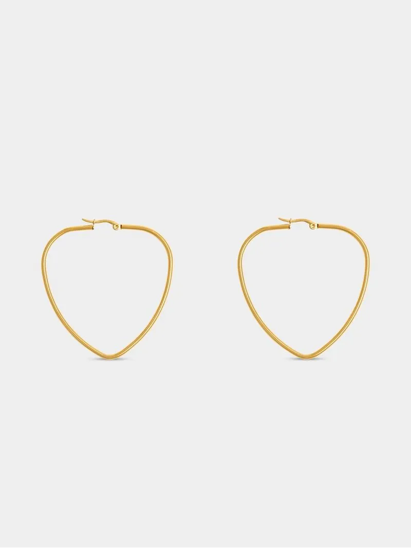 Stainless Steel 18ct Gold Plated Waterproof Peach Shape Hoops