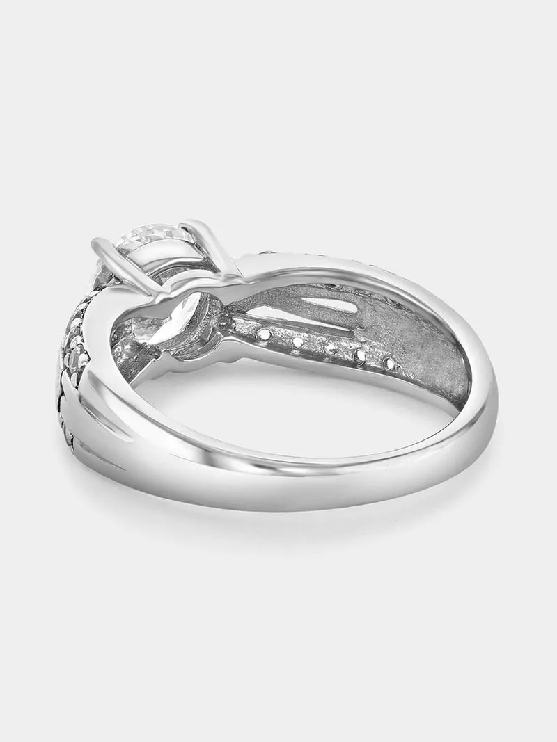 Yellow Gold & Sterling Silver Diamond & Created Sapphire Infinity Pave Ring