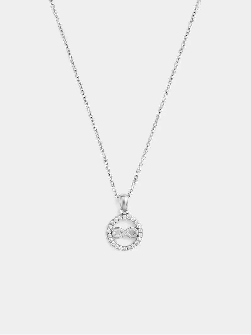 Sterling Silver Cubic Zirconia Infinity Circle Pendant