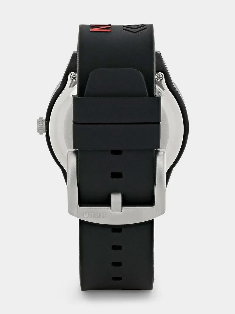 Daniel Klein Silver Plated Black Dial Black Silicone Watch