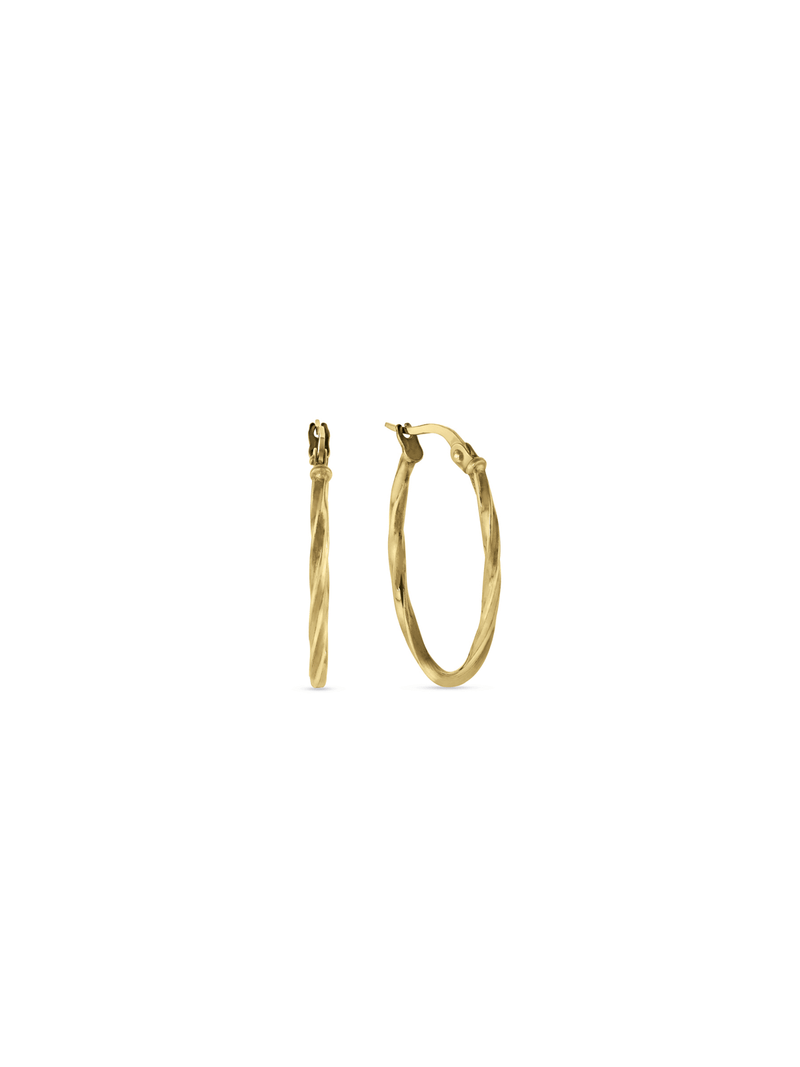 Sterling Silver & Yellow Gold, Oval Twisted Hoop Earrings