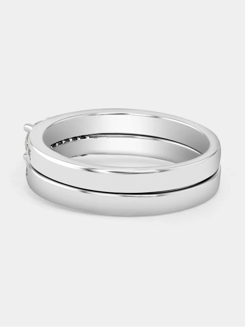 White Gold 0.7ct Lab Grown Diamond Solitaire Channel Twinset Ring