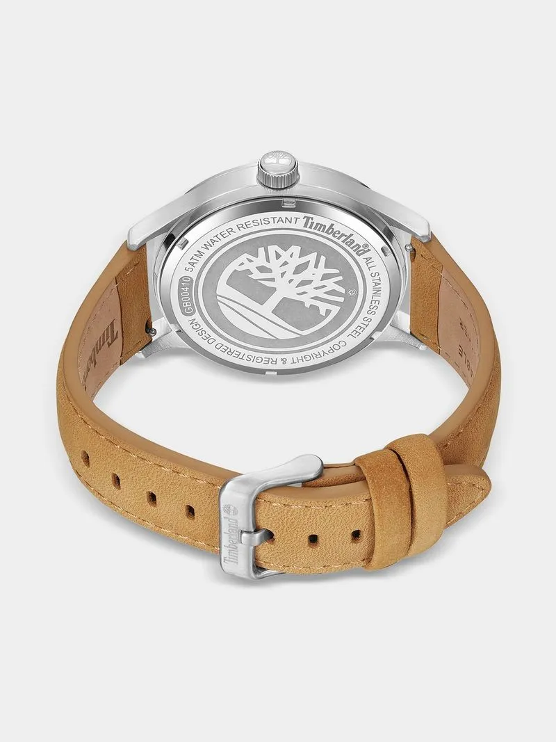 Timberland Trumbull Stainless Steel Black Dial Tan Leather Watch