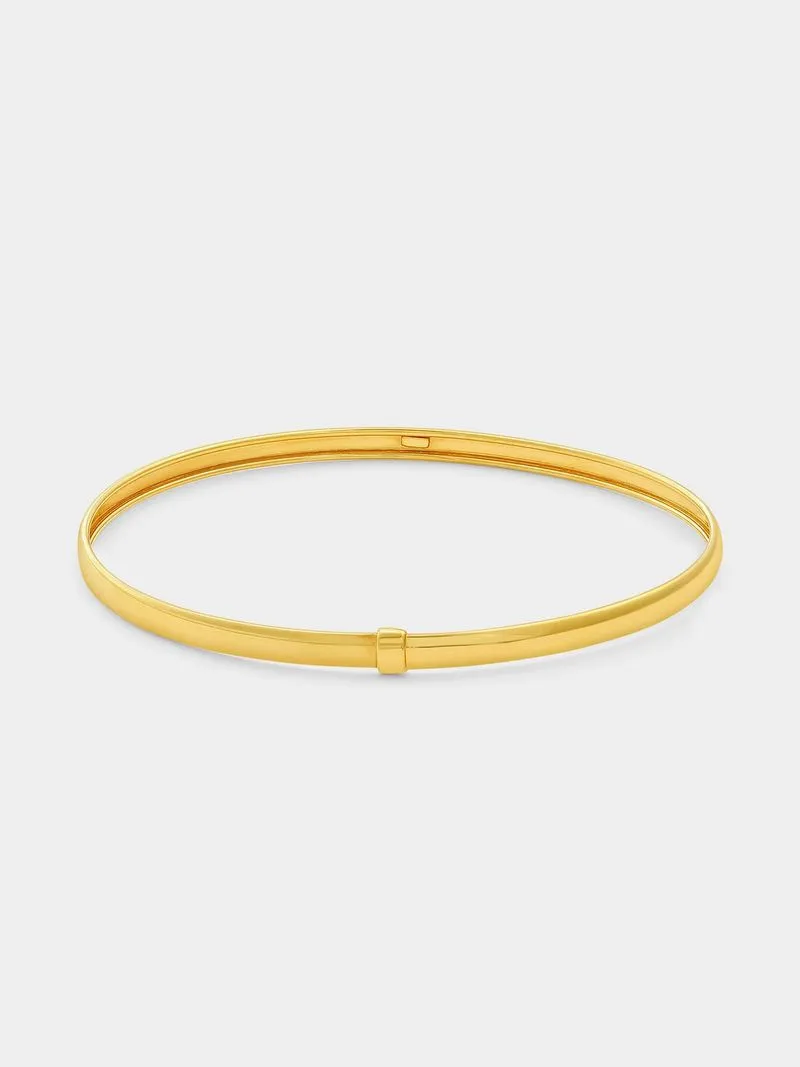 Yellow Gold & Sterling Silver C-Shaped Bangle