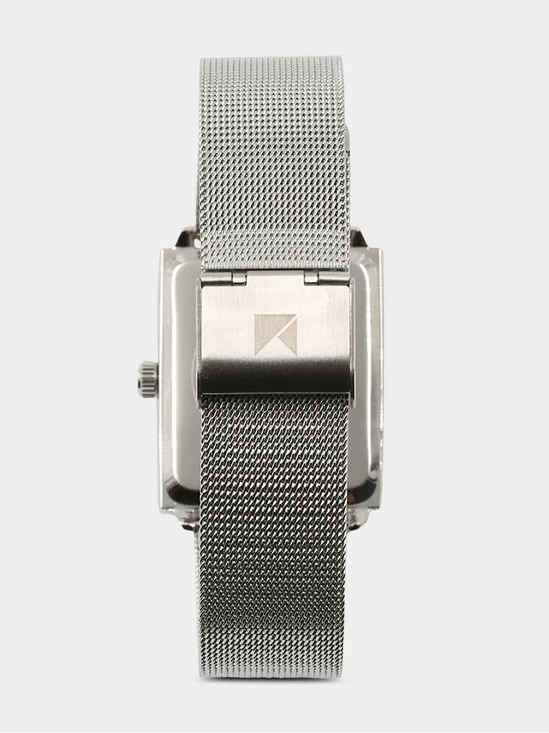 Men's Markham Classic Rectangle Mesh Metal Silver Watch