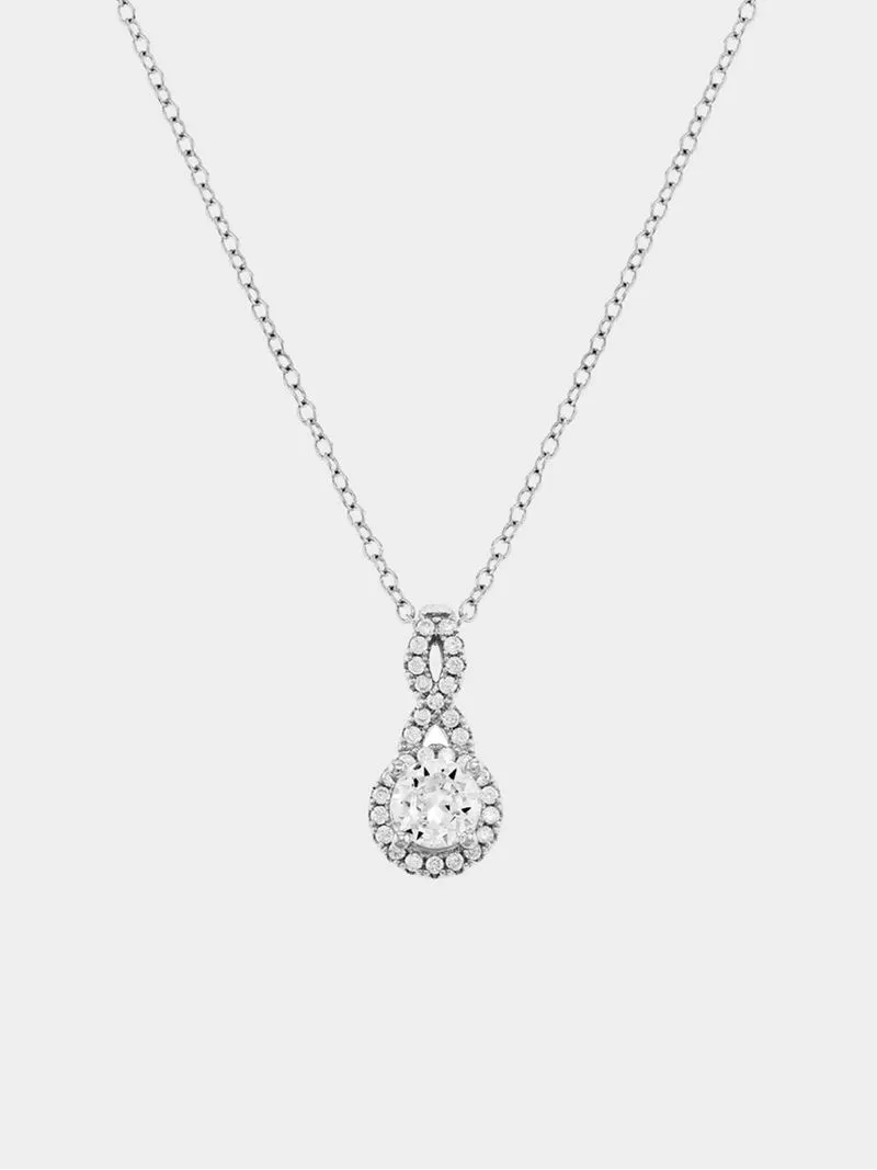 Sterling Silver Cubic Zirconia Infinity Halo Pendant