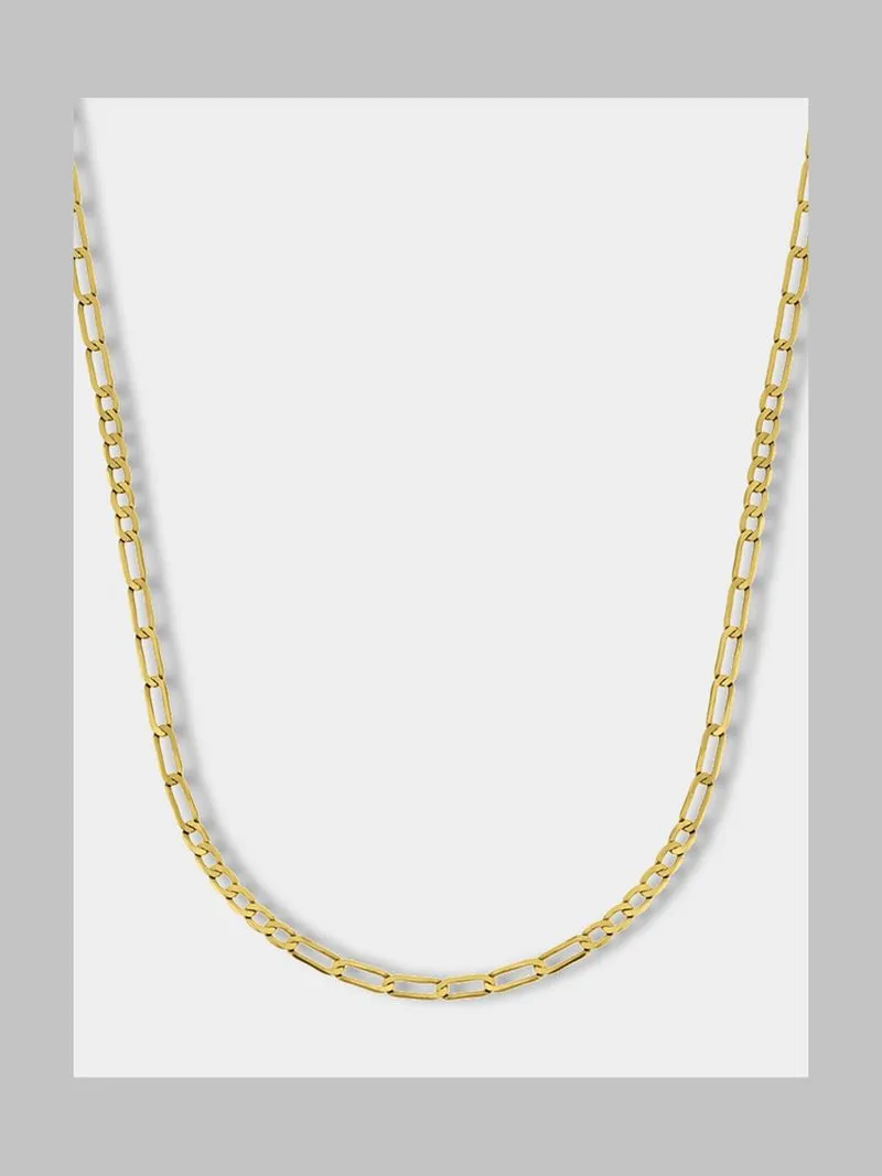 Yellow Gold & Sterling Silver, Classic 50cm Figaro Chain