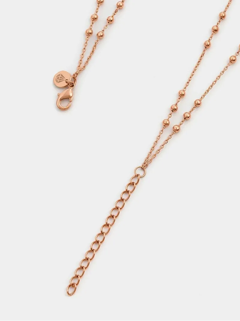 Rose Gold Plated Women’s Double Layer Ball Chain Necklace