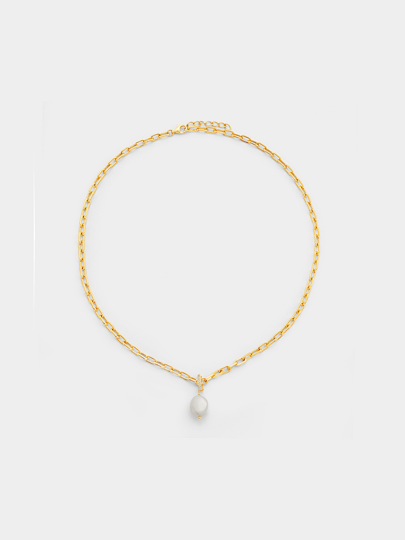Gold Plated Sterling Silver Baroque Freshwater Pearl Women’s Necklace